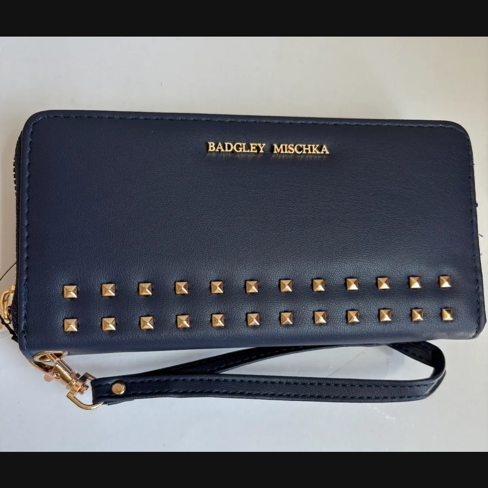 Badgley Mischka Dark Blue Wallet with Gold Accents